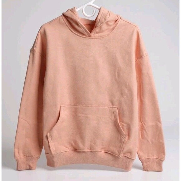 Sweatshirt Hoodie Women Small Peach Kangaroo Pockets Long Sleeve Pullover - Picture 2 of 9